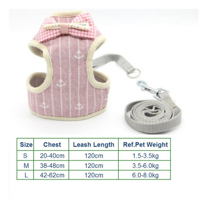 Set de lesă pentru ham pentru toate anotimpurile pentru câini, pentru animale de companie, vestă pentru pisici, cu plasă cu bowknot căptușită pentru cățeluși mici Chihuahua Yorkies