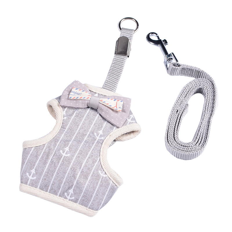 Set de lesă pentru ham pentru toate anotimpurile pentru câini, pentru animale de companie, vestă pentru pisici, cu plasă cu bowknot căptușită pentru cățeluși mici Chihuahua Yorkies