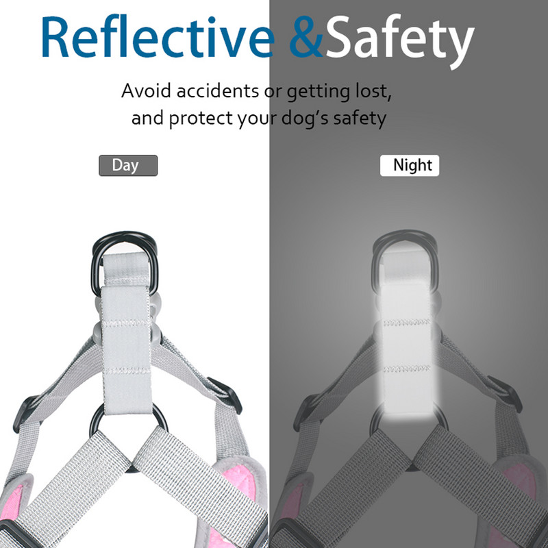 Ham cu plasă pentru câini de companie reflectorizant pentru cățeluși pentru pisici, vestă de pisică, pentru câini de vară, curea de piept moale, respirabilă, pentru câini mici și mijlocii