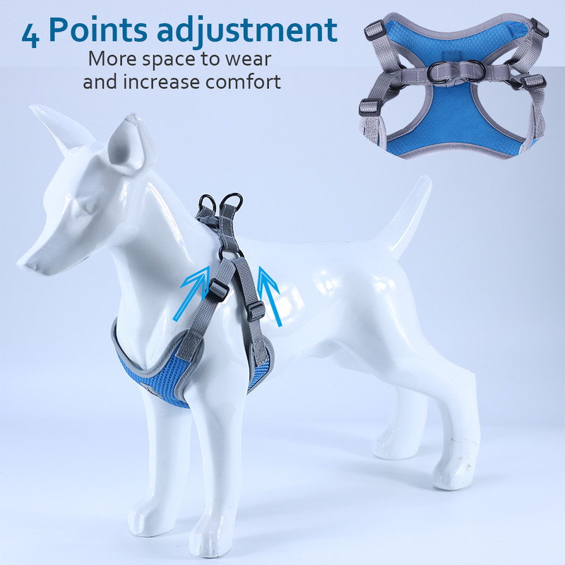 Ham cu plasă pentru câini de companie reflectorizant pentru cățeluși pentru pisici, vestă de pisică, pentru câini de vară, curea de piept moale, respirabilă, pentru câini mici și mijlocii