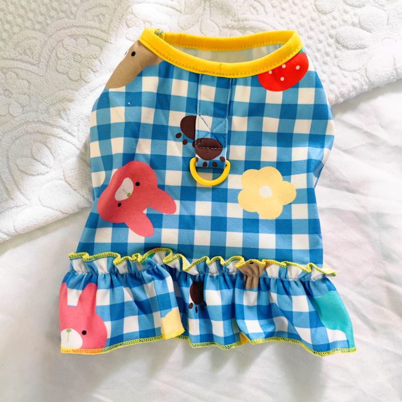 Fusta cu guler pentru câini în carouri Ham drăguț pentru animale de companie Coarda de tracțiune Pisică pentru câini Haina pentru ham Vest Vestă rochie tutu prințesă Fusta Animale de companie Produse Pug