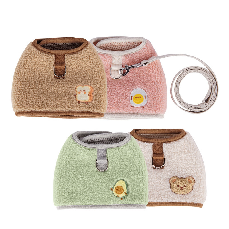 Harnaș de iarnă din lână pentru set de lesă pentru câini de talie mică, vestă caldă, haine cu tracțiune pentru câini de talie mică, buldog francez, accesorii pentru animale de companie