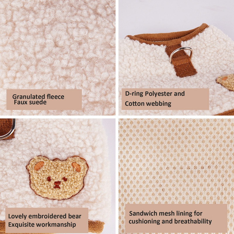 Harnaș de iarnă din lână pentru set de lesă pentru câini de talie mică, vestă caldă, haine cu tracțiune pentru câini de talie mică, buldog francez, accesorii pentru animale de companie