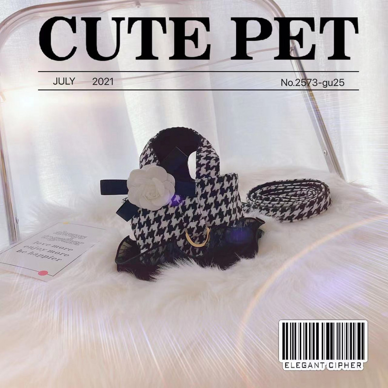 Novi pojas za pse, mačke, prsluk, prozračna haljina, karirana i Flowe s odgovarajućim povodcem za pse, suknja za kućne ljubimce, psiće, odjeća, 5 veličina za Chihuahua