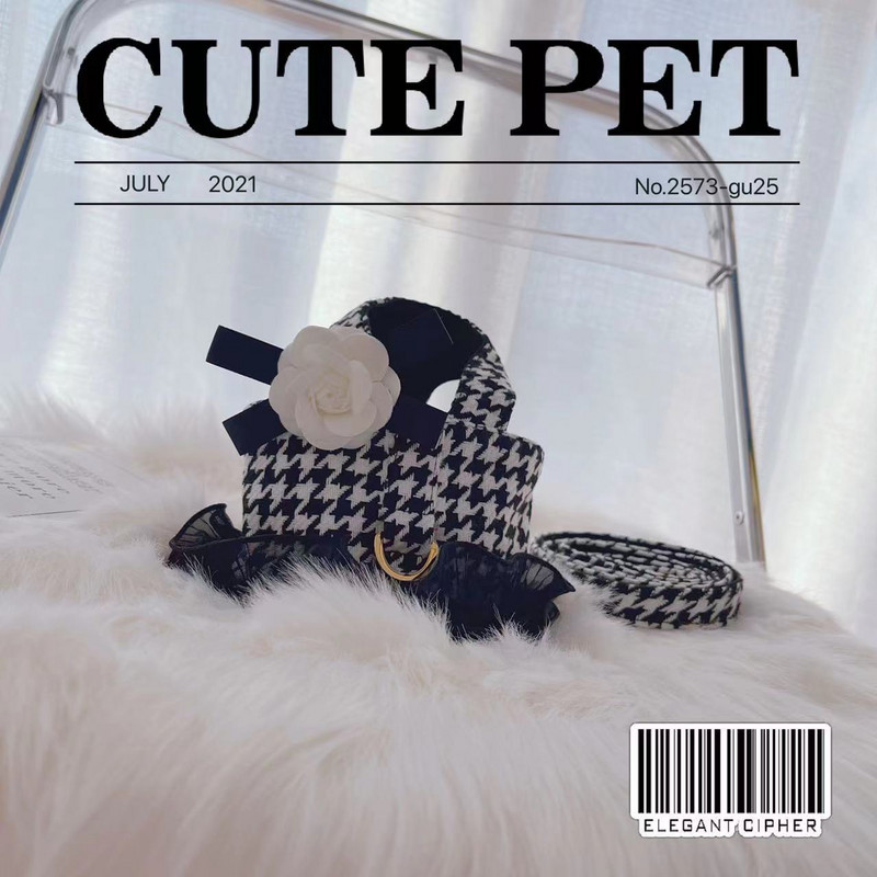 Novi pojas za pse, mačke, prsluk, prozračna haljina, karirana i Flowe s odgovarajućim povodcem za pse, suknja za kućne ljubimce, psiće, odjeća, 5 veličina za Chihuahua