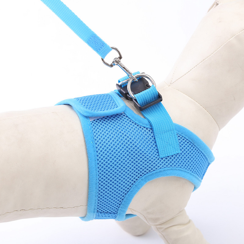 1 bucată câine pisică vestă de protecție tip guler ham plasă respirabil lesă pentru mers pentru animale de companie