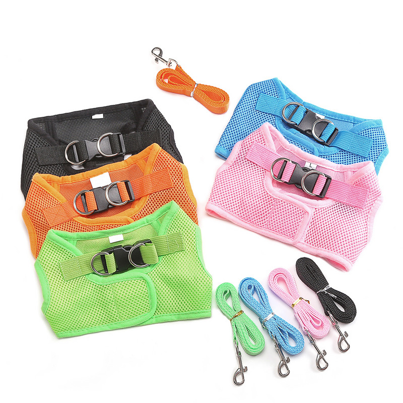 1 bucată câine pisică vestă de protecție tip guler ham plasă respirabil lesă pentru mers pentru animale de companie