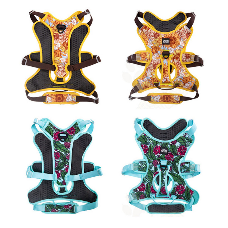 Ham floarea-soarelui Brother, pisica pentru câini, vestă, plasă respirabilă, ham de lux pentru câini, fără tragere, control pentru animale de companie, ham pentru piept pentru câini albastru, cu mâner