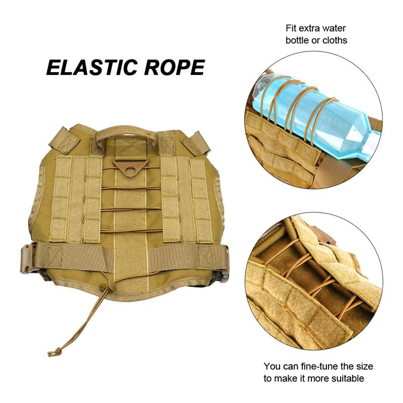 Taktinių šunų diržų dresavimo liemenė karinė K9 vandeniui atspari petnešėlė su nuimamais Molle maišeliais / pleistrais dideliems šunims