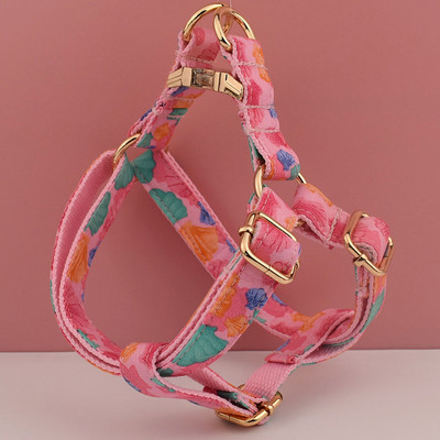Ροζ Shell Printing Harnes Personalized Puppy Dog Collars ID Δωρεάν χαραγμένο ΛΟΓΟΤΥΠΟ για προμήθειες γάμου για σκύλους κατοικίδια