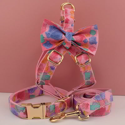 Ροζ Shell Printing Harnes Personalized Puppy Dog Collars ID Δωρεάν χαραγμένο ΛΟΓΟΤΥΠΟ για προμήθειες γάμου για σκύλους κατοικίδια