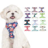 Ham pentru câini pentru câini de talie mică, design, fără tragere, ham pentru câini, fără durere, antitironi, curea dublă, schnauzer pomeranian, imprimare.