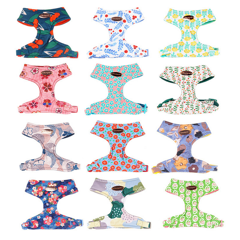 Ham pentru câini pentru câini de talie mică, design, fără tragere, ham pentru câini, fără durere, antitironi, curea dublă, schnauzer pomeranian, imprimare.