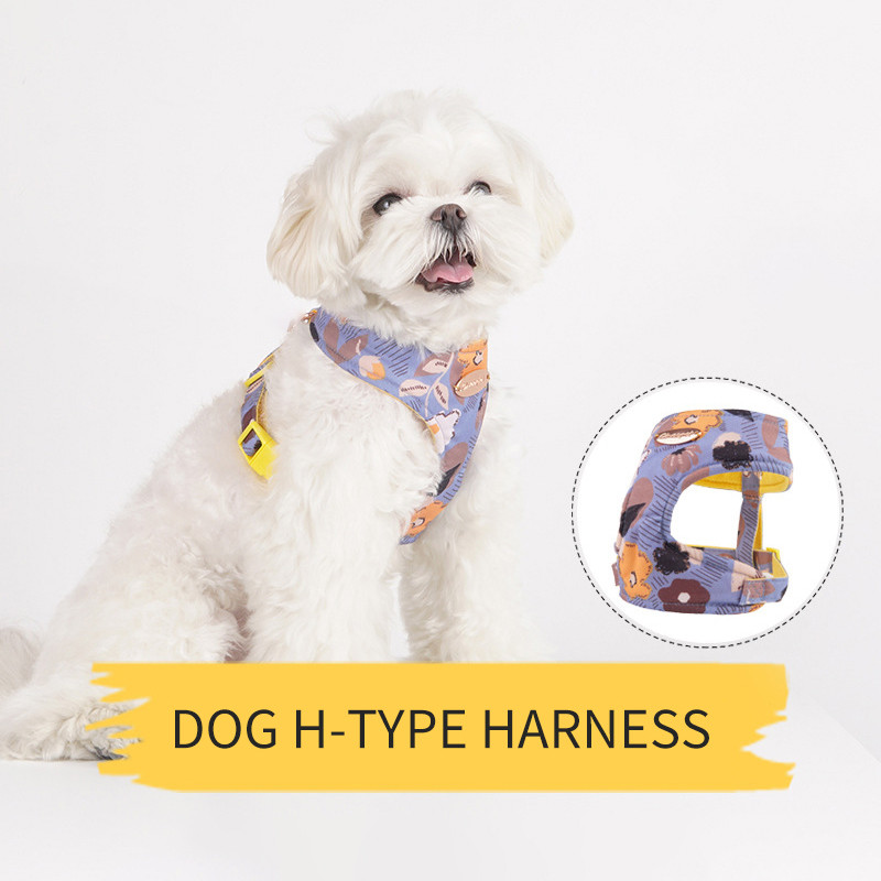 Ham pentru câini pentru câini de talie mică, design, fără tragere, ham pentru câini, fără durere, antitironi, curea dublă, schnauzer pomeranian, imprimare.