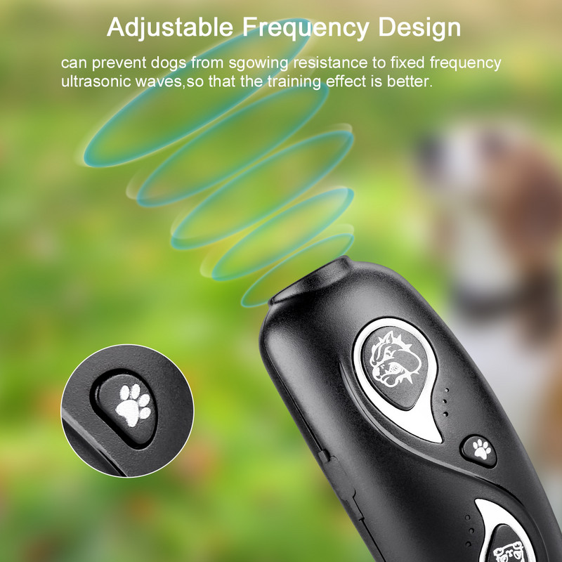 Întăriți echipamentul de dresaj pentru câini de companie Respingător cu ultrasunete Dispozitiv de antrenament de control 3 în 1 Anti lătrat Oprire descurajarea lătratului