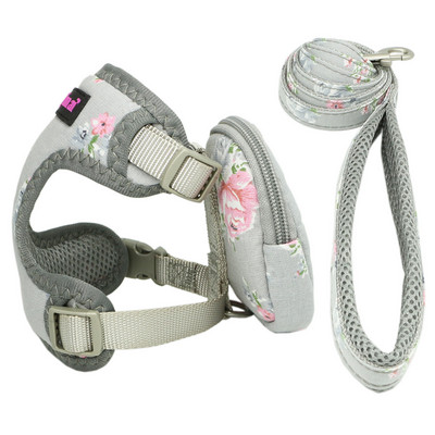 Σετ σνακ γιλέκο με λουρί με λουρί κατοικίδιων ζώων Σετ λουριών για σκύλους με ρυθμιζόμενο αναπνεύσιμο πλέγμα για μικρούς μεσαίους σκύλους Γιλέκο γάτας για περπάτημα σε εξωτερικό χώρο