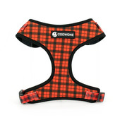 COLLARLOGO Prilagodljiva meka mreža podstavljena prsluk za štene za kućne ljubimce Oprtač za pse Crveni i crni karirani povodac bez povlačenja, pramčana ogrlica