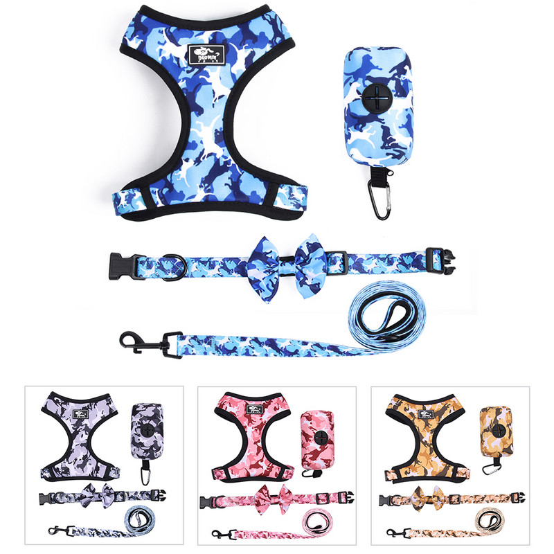 4 bucăți/Set de ham reflectorizant pentru câini, curea de piept, confortabil pentru antrenament pentru animale de companie, lesă pentru câini de talie mică și mijlocie