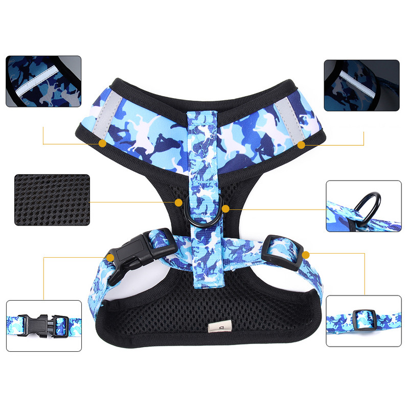 4 bucăți/Set de ham reflectorizant pentru câini, curea de piept, confortabil pentru antrenament pentru animale de companie, lesă pentru câini de talie mică și mijlocie