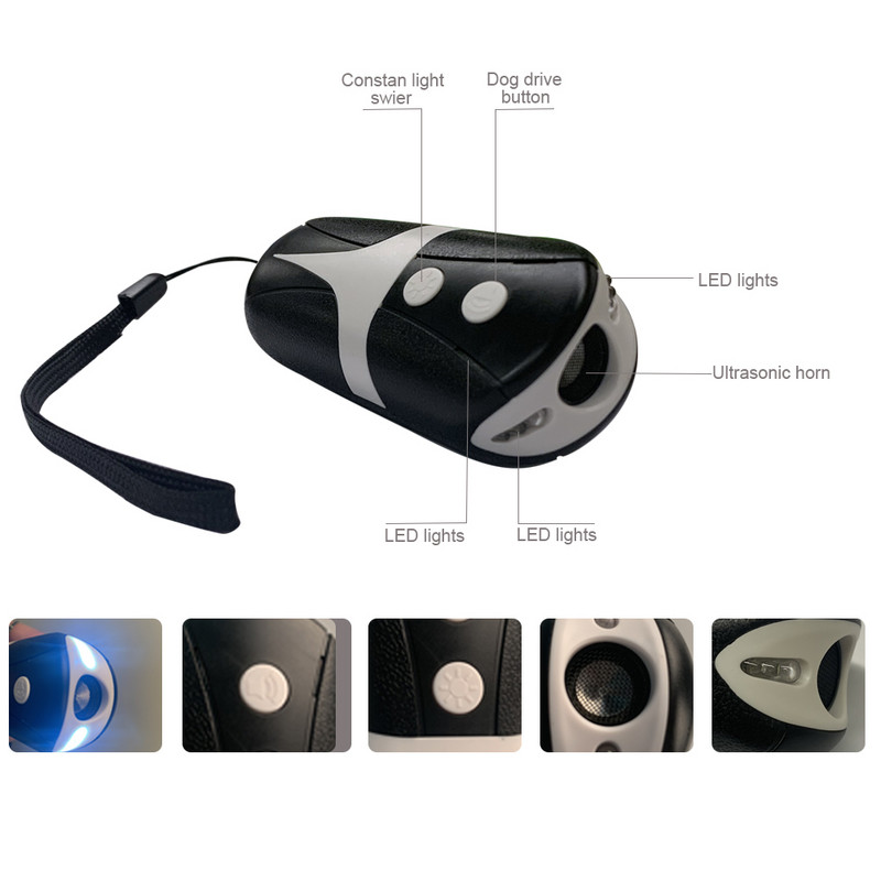Dispozitiv de descurajare pentru câini cu infraroșu cu ultrasunete, multifuncțional, pentru caini de companie Dispozitiv de dresaj pentru lătrat de câine