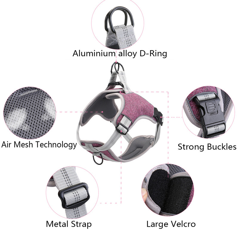 Harnaș reflectorizant din nailon pentru câini, haină rezistentă la explozie, respirabilă, pentru câini, zgarda pentru câini de companie pentru accesorii pentru câini mari, mijlocii