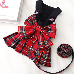 Καρό γιλέκο λουριών σκύλου για μικρούς μεσαίους σκύλους Φόρεμα Yorkie Bowknot Σετ λουριών με λουρί για σκύλους γατάκι Αξεσουάρ για κατοικίδια Puppy λουριά XXL