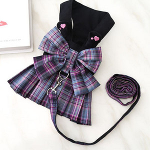 Καρό γιλέκο λουριών σκύλου για μικρούς μεσαίους σκύλους Φόρεμα Yorkie Bowknot Σετ λουριών με λουρί για σκύλους γατάκι Αξεσουάρ για κατοικίδια Puppy λουριά XXL