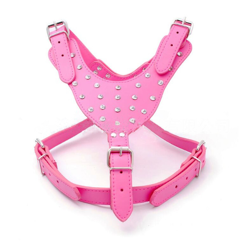 Ham pentru câini, cu țepi, din piele PU, pentru câini, pentru câini mare, Pitbull, Bully Husky Terrier, pentru câini mare, pentru câini, cu diamant, din PU