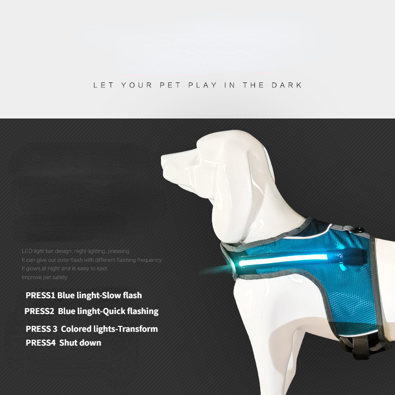 Ham pentru câini, cu LED-uri pentru câini mari, care strălucește în întuneric, vestă cu cureaua pentru piept, accesoriu reflectorizant sigur pentru plimbări în aer liber pentru zgarda de câine