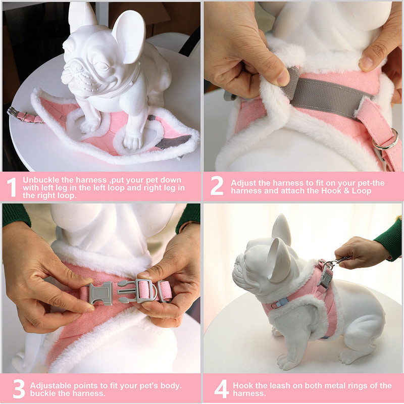 Peegeldav talvine soe koerarakmete jalutusrihma komplekt Pehme paks lemmiklooma vesti rakmete rihm reguleeritav väikestele keskmistele suurtele koertele chihuahua