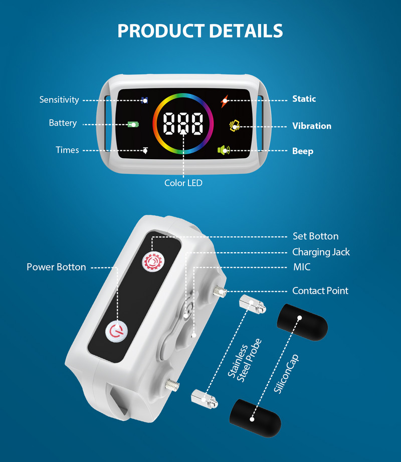 Oprire automată inteligentă a lătratului cu senzor dublu Tehnologie anti-judecare greșită Dispozitive anti-latră rezistente la apă