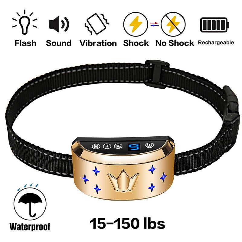 Αυτόματο κολάρο κατά του φλοιού με κραδασμούς ήχου Έξυπνο κολάρο κατοικίδιων, επαναφορτιζόμενο κολάρο γαβγίσματος σκύλου IP7 αδιάβροχα περιλαίμια εκπαίδευσης σκύλων