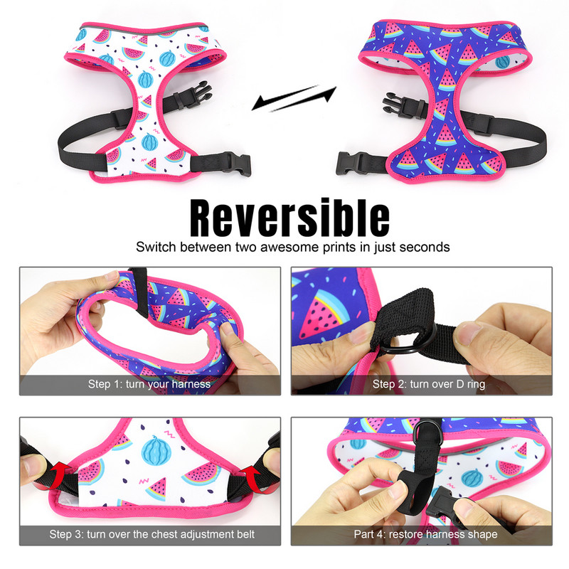 Ham reversibil pentru câini, cațeluș reflectorizant, pisicuță, ham, vestă, ajustabilă pentru animale de companie, pentru câini mici, mijlocii mari, pisici, chihuahua pug