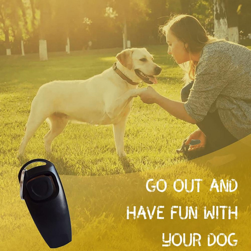 2 bucăți 2-în-1 portabil pentru antrenament pentru animale de companie Clicker Stop Lătrat Fluier Instrument de ajutor pentru antrenament Antrenor profesional de câini de înaltă frecvență