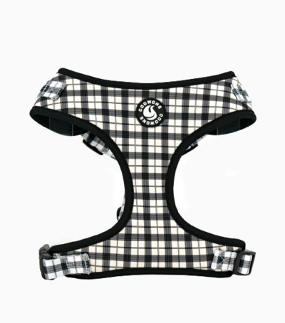 Collarlogo Guler ajustabil pentru câine de companie Durabil, moale, creativ, negru, alb, design carouri, lesă, ham din neopren, dozator de pungi pentru caca