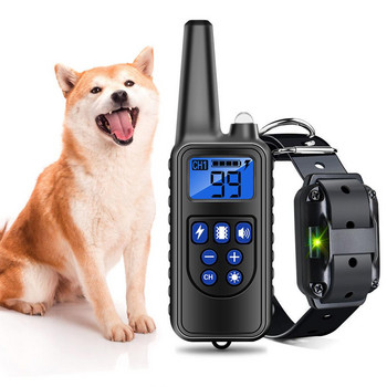 Електрически нашийник за обучение на кучета против лай 800 метра дистанционно управление ударна вибрация щепсел за нас за големи средни малки кучета