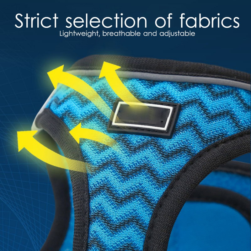 Harnaș ajustabil pentru cățeluș și pisică, ondulat reflectorizant, curea respirabilă pentru piept, curea ușoară pentru piept, lesă cu plumb de mers