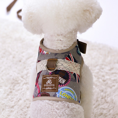 Set de lesă pentru ham pentru câini Kawaii, ham personalizat pentru animale de companie, vestă pentru animale de companie, reglabilă, respirabilă, pentru câini de talie mică, articole drăguțe, accesorii pentru animale de companie