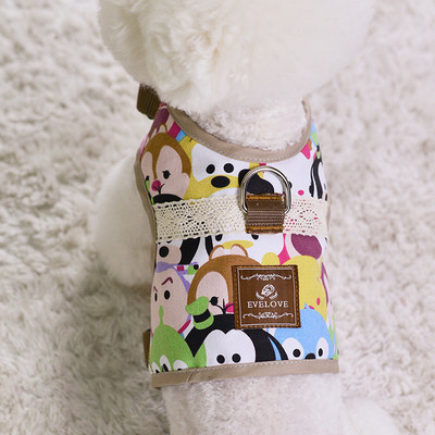 Set de lesă pentru ham pentru câini Kawaii, ham personalizat pentru animale de companie, vestă pentru animale de companie, reglabilă, respirabilă, pentru câini de talie mică, articole drăguțe, accesorii pentru animale de companie