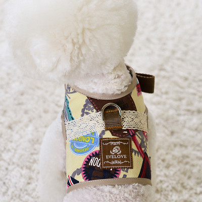 Set de lesă pentru ham pentru câini Kawaii, ham personalizat pentru animale de companie, vestă pentru animale de companie, reglabilă, respirabilă, pentru câini de talie mică, articole drăguțe, accesorii pentru animale de companie