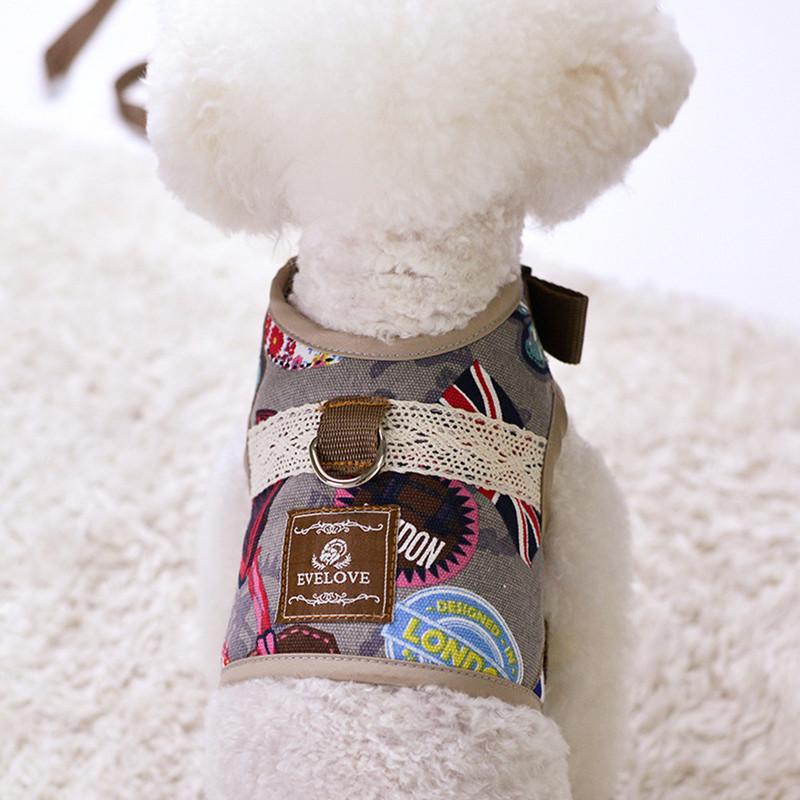 Set de lesă pentru ham pentru câini Kawaii, ham personalizat pentru animale de companie, vestă pentru animale de companie, reglabilă, respirabilă, pentru câini de talie mică, articole drăguțe, accesorii pentru animale de companie