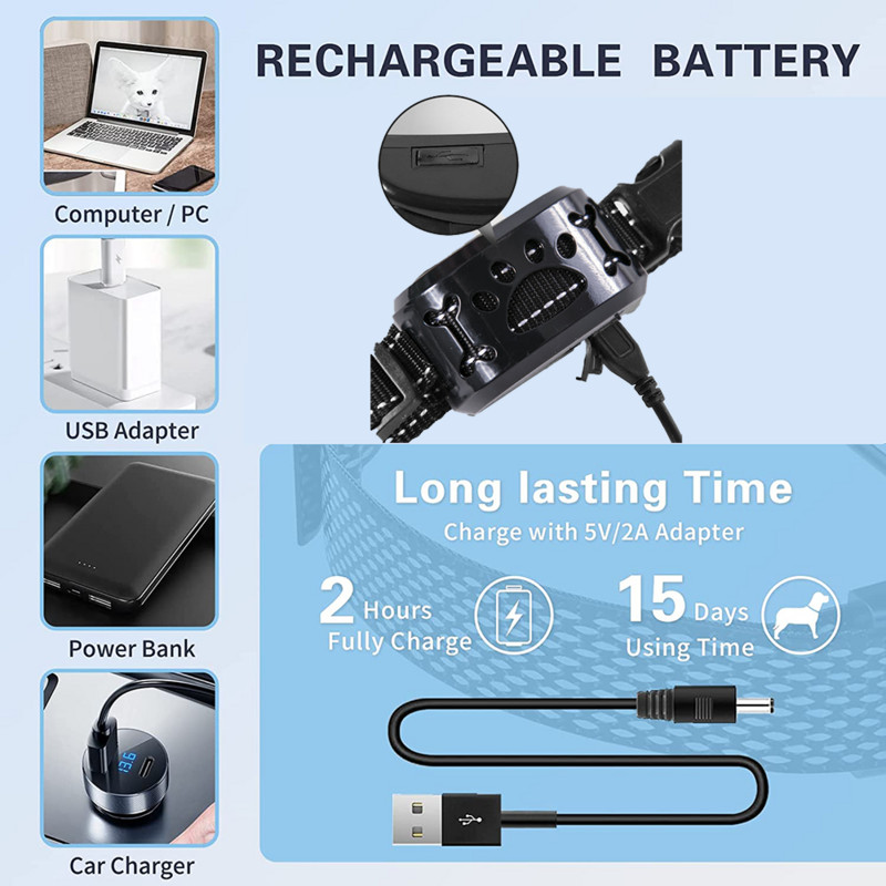 Pet Dog Anti Barking Συσκευή USB Electric Ultrasonic Dogs Training Collar Dog Stop Barking Shack Anti Bark Collar Drops