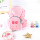 Harnaș pentru câini cu aripi drăguțe roz, vestă reglabilă pentru animale de companie, haine pentru câini de talie mică, mijlocie, cu cataramă cu plasture personalizate, accesorii de dresaj pentru câini