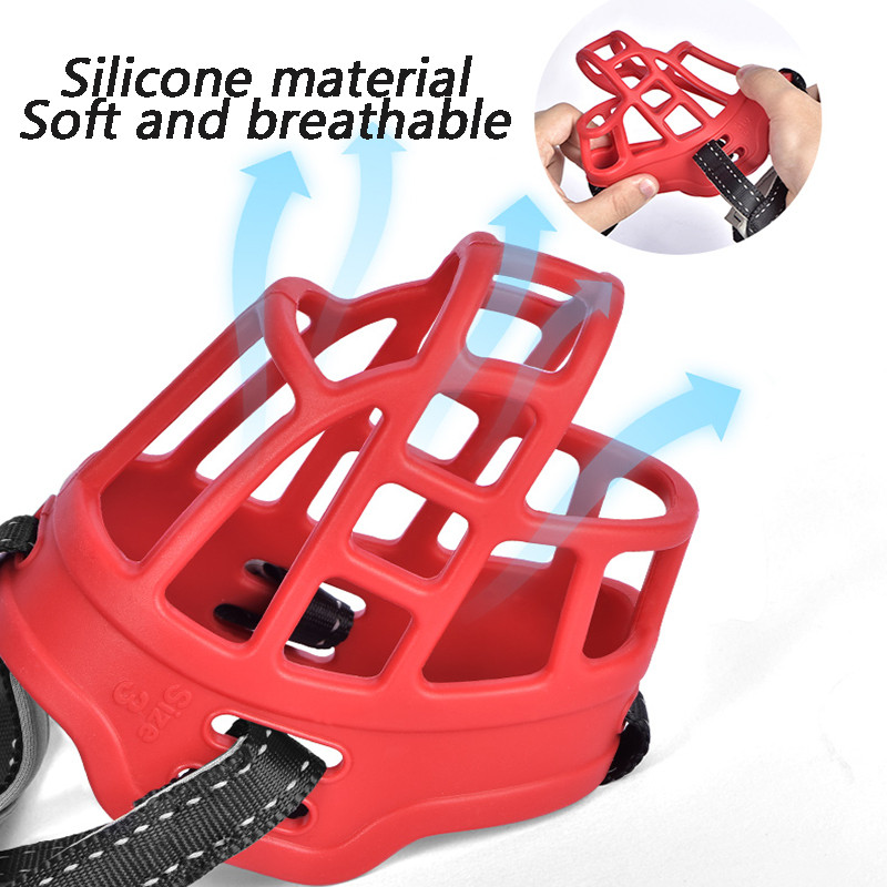 Bot pentru câine de companie Silicon moale Mască de față pentru câine mare Antrenament Anti-mușcătură reflectorizant Anti-latră Accesorii pentru animale de companie cățel reglabil