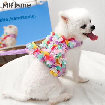 Miflame 2021 Νέα λουλουδάτα σκυλιά λουρί για μικρά σκυλιά Ρούχα γάτες Spitz Pomeranian αξεσουάρ Princess Puppy λουριά και λουρί