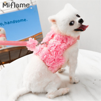 Miflame 2021 Νέα λουλουδάτα σκυλιά λουρί για μικρά σκυλιά Ρούχα γάτες Spitz Pomeranian αξεσουάρ Princess Puppy λουριά και λουρί
