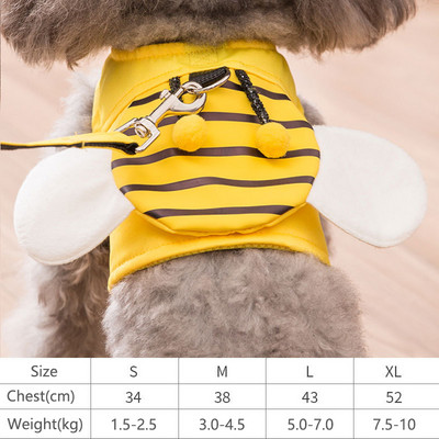 Vestă drăguță din lesă pentru câine de companie, țesătură moale din plasă, în formă de albină, frânghie de plimbare pentru câini de talie mică, corgi pomeranian, vestă pentru animale de companie, frânghie de tracțiune