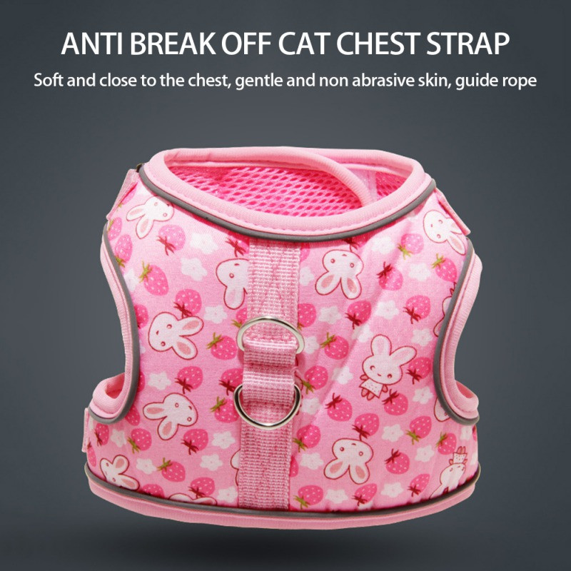 Harnaș pentru câini cu imprimeu iepure de desene animate, piept cu plasă, curea drăguță pentru ham pentru animale de companie, vestă pentru animale mici, chihuahua, ursuleț Yorkshire pug