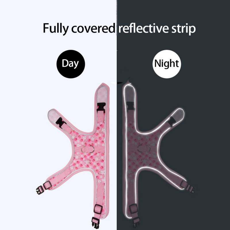 Harnaș pentru câini cu imprimeu iepure de desene animate, piept cu plasă, curea drăguță pentru ham pentru animale de companie, vestă pentru animale mici, chihuahua, ursuleț Yorkshire pug