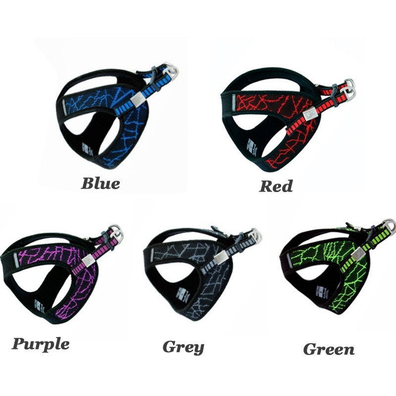 Ham pentru câini din nailon 3M, reflectorizant, vestă pentru câini, fără plasă de tragere, hamuri ajustabile pentru animale de companie pentru buldog francez, pitbull